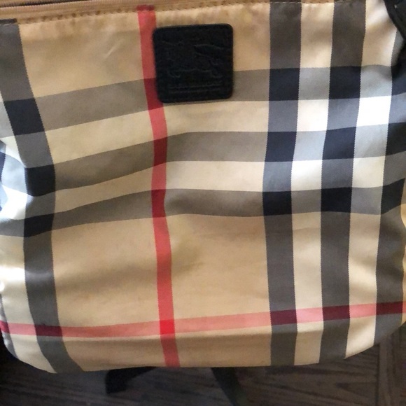 Burberry Authentic Nylon Leather Tote In Red w/ Black Buckleigh As-is condition - Picture 5 of 9